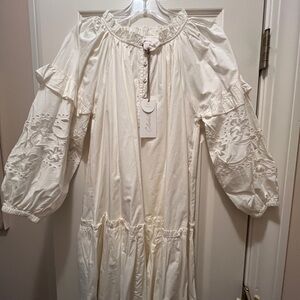 Cleobella Cream Long Sleeve Dress with Embroidery